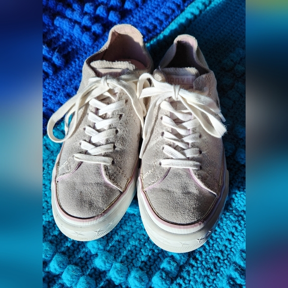 Converse One Stars Low Top Sneakers Pink Silver Shimmer Sz 6.5 - Picture 2 of 6